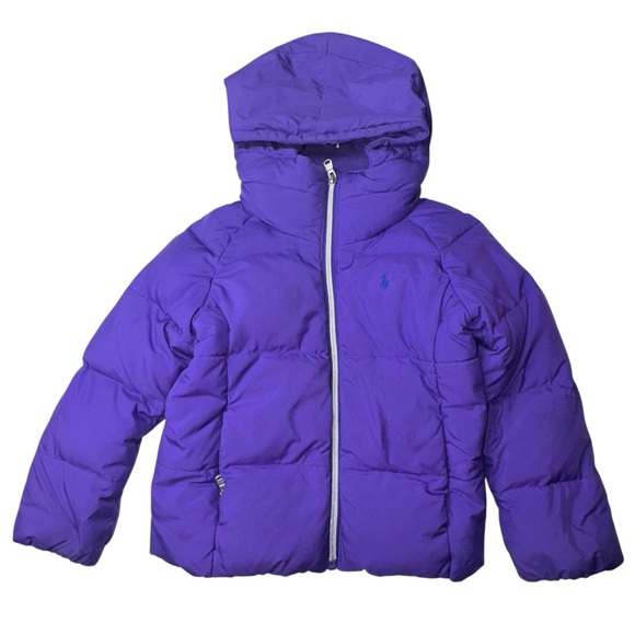 Ralph Lauren Girls Purple Hooded Quilted Down Coat puffer